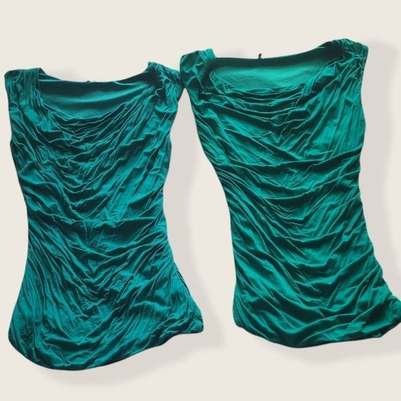 🌹2/$15 Maurices Ruched Green Blouse Sleeveless Wo - Picture 9 of 13